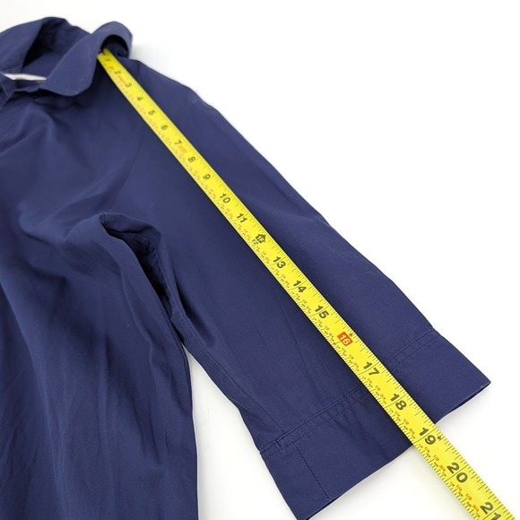 Max Mara Navy Blue Cotton Poplin Tunic Shirtdress Split Neck Pockets Sz 6 - Picture 8 of 8
